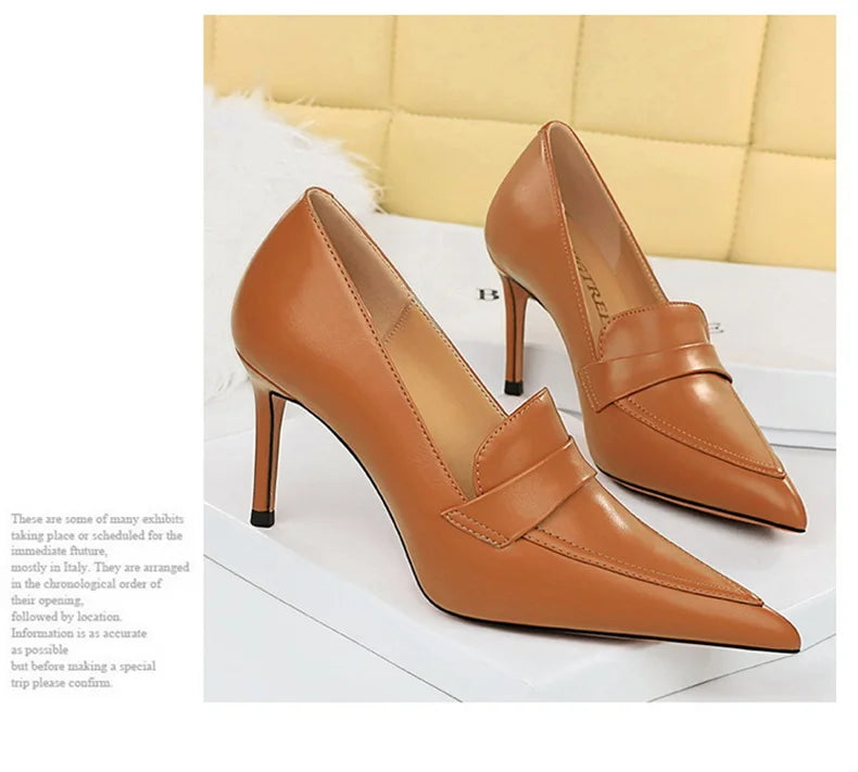 Escarpins à Talons Hauts Élégants pour Femme, Cuir Classique, Rétro, Jolie tu, Parker, Slip On, Marron, Noir, Bureau, ix, Chaussures Simples