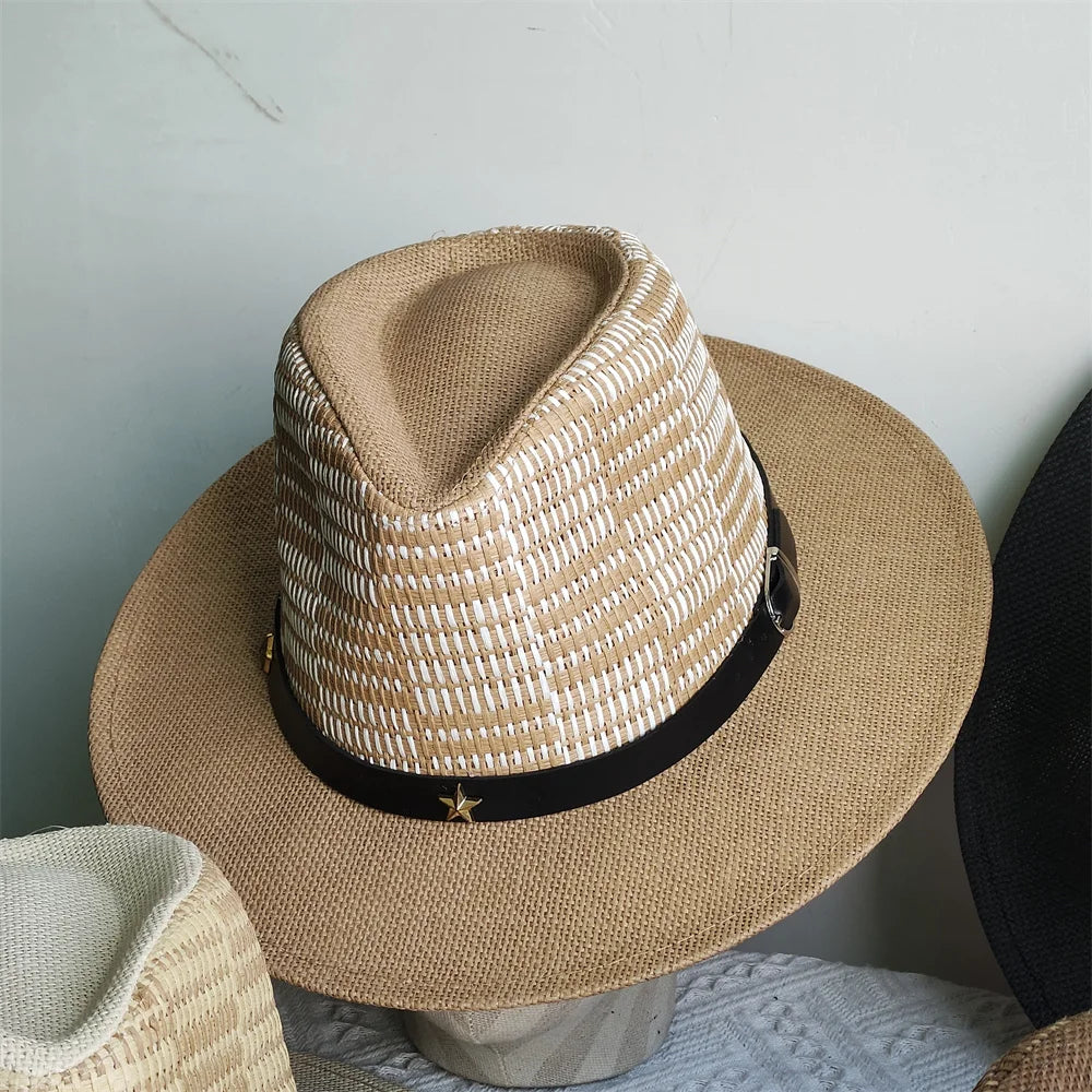 Nouveau chapeau Panama mode d'été Simple hommes et femmes à large bord femme Jazz haut-de-forme classique Gentleman chapeau de soleil hatsombrero hombre