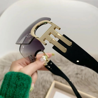 Lunettes de soleil Y2K sans monture pour femmes, lunettes de soleil sans cadre, nuances de chimshield, futuriste, respirant, unisexe, rond, mode