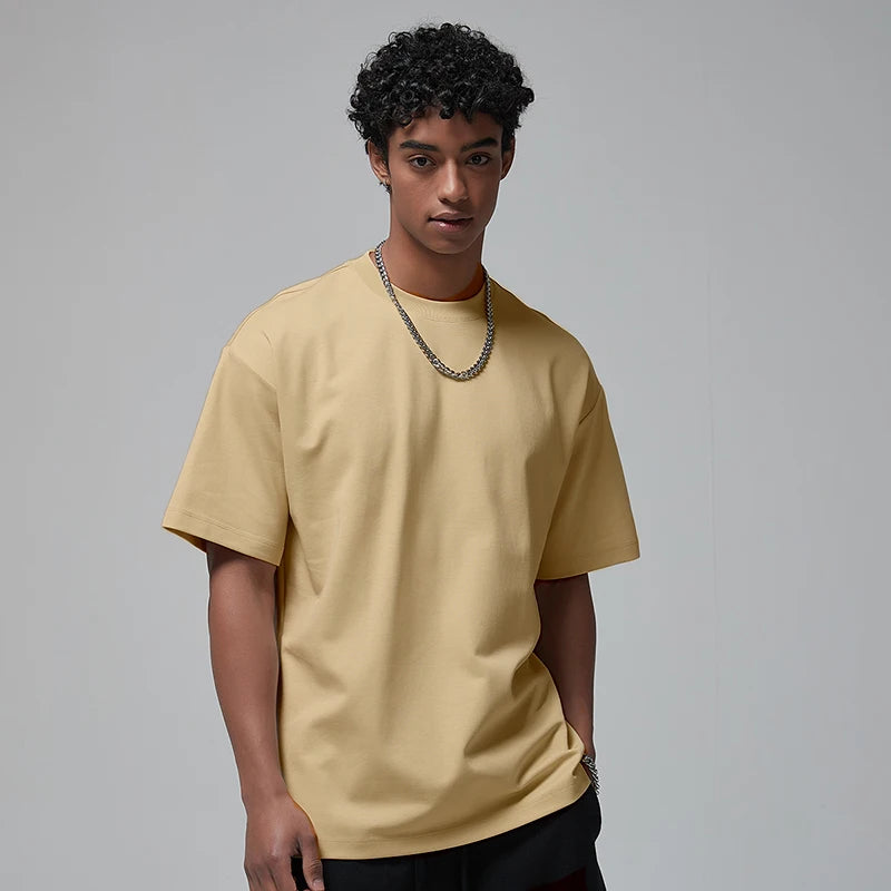 100 T shirt en coton lourd pour hommes et femmes, Tops à manches courtes, Tee shirts solides et surdimensionnés, vêtements de qualité 6.8oz 230gsm