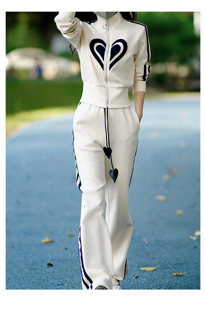 Printemps automne femmes survêtement de sport col montant fermeture éclair sweats + pantalons 2 pièces costumes dames tenues de mode vêtements de sport amples