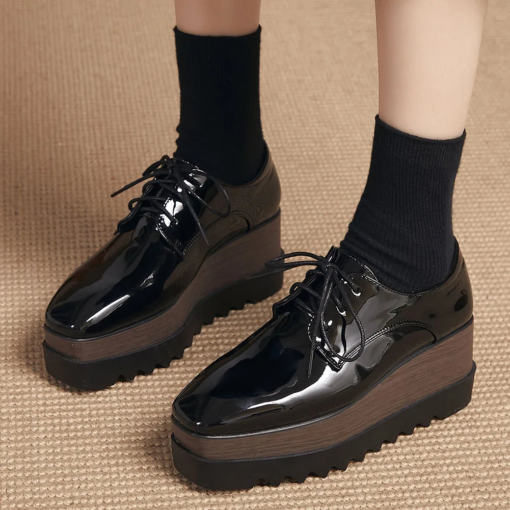 Plate-forme plate solide pour femmes, chaussures plates pour femmes, Parker carré, décontracté, printemps, automne, tout neuf, mode, strucgirls, loisirs