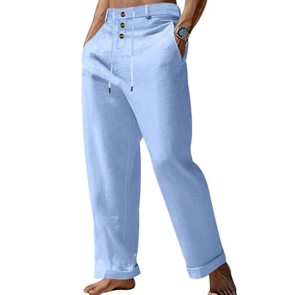 Pantalon de plage confortable en coton et lin pour hommes, sangle droite, haute qualité, décontracté, printemps et automne, nouvelle mode, 2025