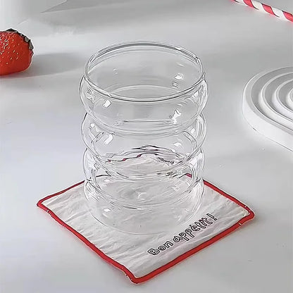 Tasse en verre Transparent Ins de 350ML, verres à boire en forme de chenille résistants à la chaleur, tasse à café, bière, jus de lait, tasse d'eau mignonne