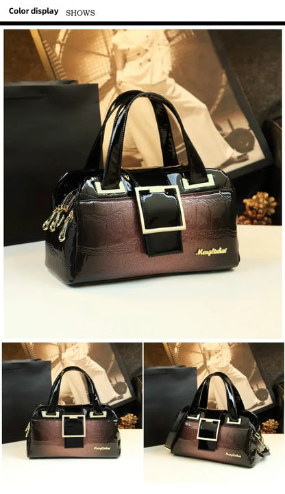 Sac à main multicouche en cuir souple pour femme, motif crocodile, coussin Boston, mères d'âge moyen, initié unique, nouveau, 2024