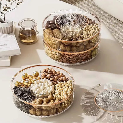 Boîte à snacks transparente multicouche, anti-poussière, acrylique, fruits secs, boîte de rangement pour bonbons et noix, salon moderne, conteneur solaire