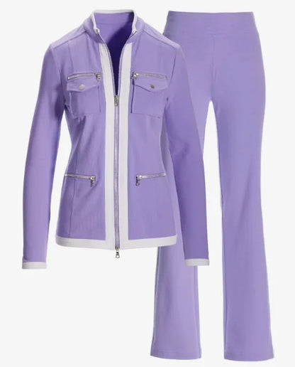 Ensemble deux pièces décontracté pour femmes, nouvelle mode, couleur unie, élégant, Slim, Simple, fermeture éclair, haut, pantalon de survêtement droit, automne et hiver