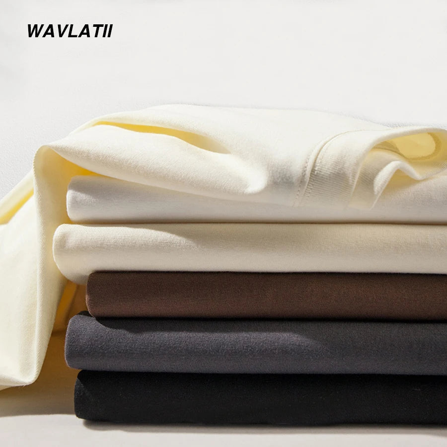 WAVLATII-T-shirt Respiré pour Homme et Femme, Streetwear Décontracté, Blanc, Noir, Basique, Été, Y-for Young, Nouveau, 260, 101WMT2401