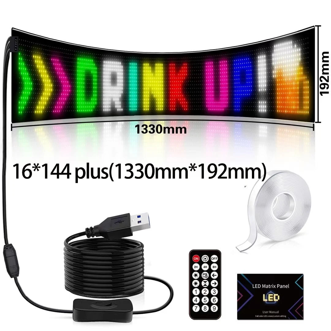 Écran d'affichage de panneau de pixels matriciel LED pour camion, Flexible, rvb, USB, 5V, motif de voiture, Graffiti, texte, projecteur, boutique d'animation, barre de rappel