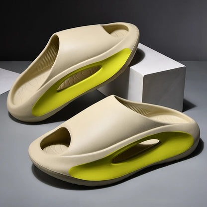 Pantoufles d'été à semelle épaisse pour hommes et femmes, sandales d'intérieur à fond souple EVA, chaussures de plage légères, tongs