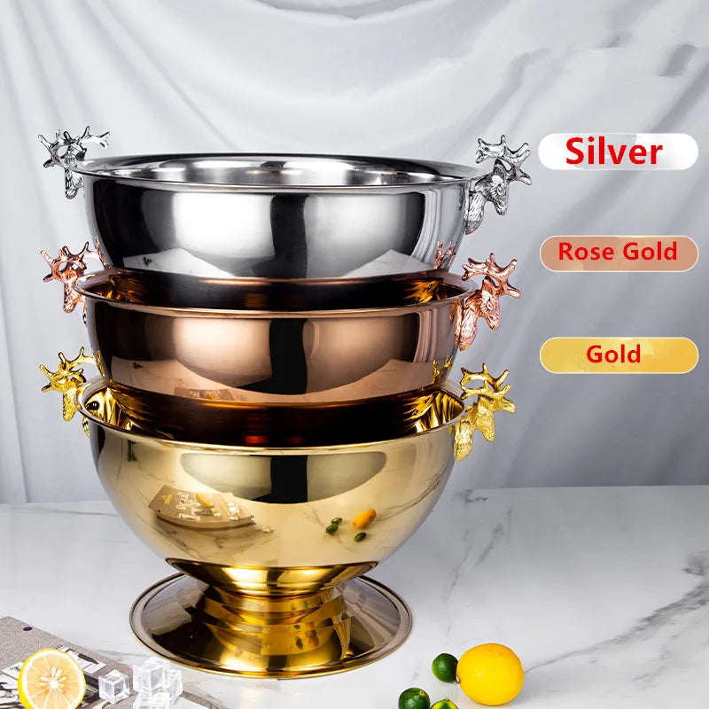 304 acier inoxydable tête de cerf oreille bol à Champagne seau à bière fût Double paroi de qualité alimentaire vin rouge bière refroidisseur seau à glace Bar