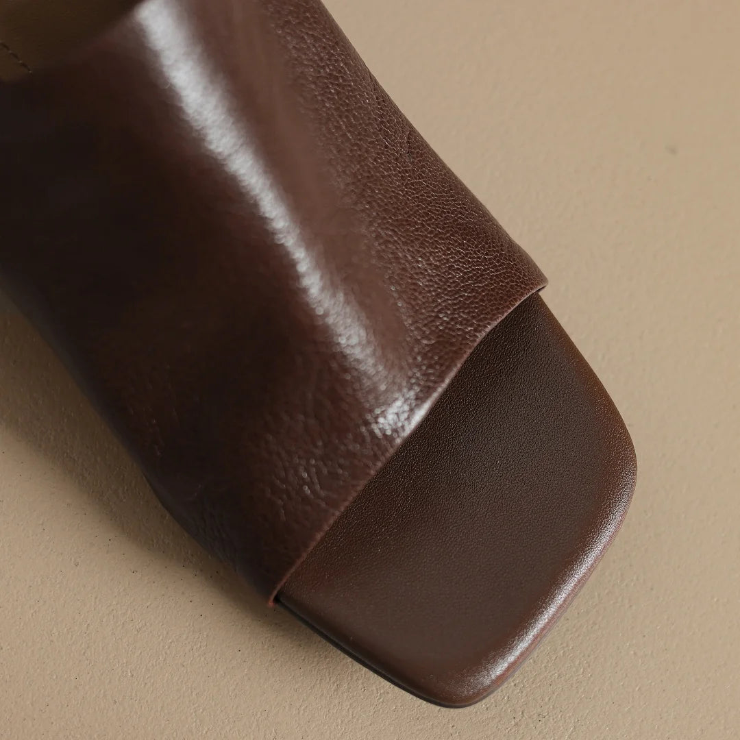 Sandales d'été en peau de mouton souple pour femmes, diapositives ald-on, talon rond de 6cm, élégantes, dames, grande taille 34-41, escarpins habnommée quotidiens minces, chaussures