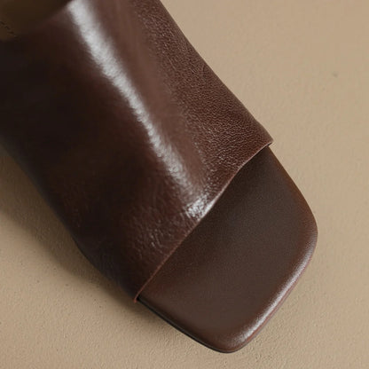 Sandales d'été en peau de mouton souple pour femmes, diapositives ald-on, talon rond de 6cm, élégantes, dames, grande taille 34-41, escarpins habnommée quotidiens minces, chaussures