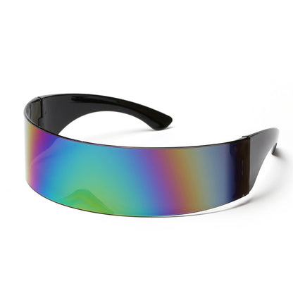KLASSNUM-Lunettes de soleil futuristes à visière de cyclope étroite pour femmes et hommes, lunettes laser, lentille miroir UV400, lunettes de fête costumées