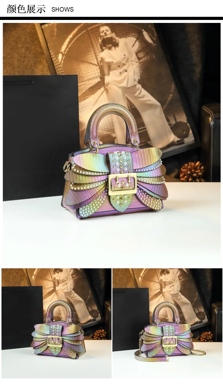 Sac en Cuir group avec Ailes Rivetées pour Femme, Sacoche de Caractère, Nouvelle Collection 2024