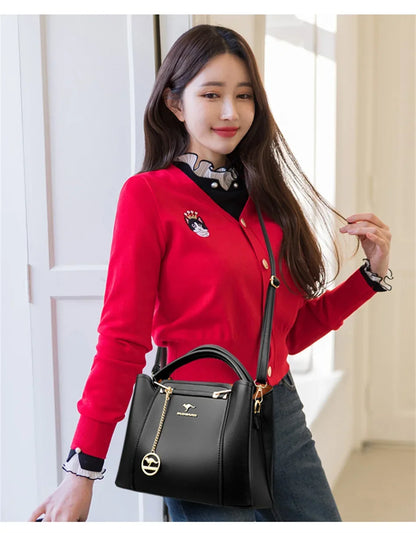 3 couches grande capacité femmes sac fourre-tout en cuir souple sacs à main de luxe femmes sacs concepteur couleur unie sac à bandoulière sacs à main 2025