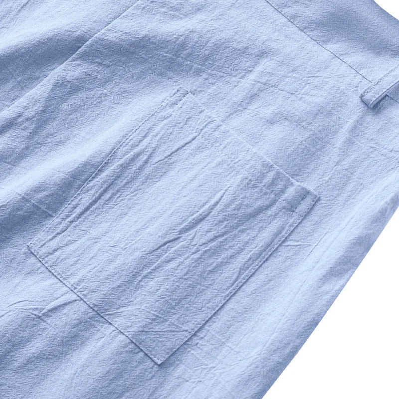 BERAKAH SUPRÊME – pantalon de costume décontracté en lin pour hommes, couleur unie, nouvelle mode, pantalon de plage à jambes larges, européen et américain