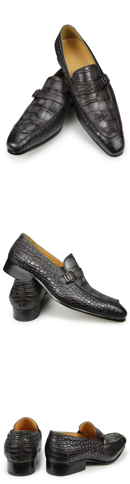 Mocassins en cuir pour hommes, chaussures imprimées serpent, décontractées, confortables, résistantes à l'usure, de luxe, couleur noir et gris