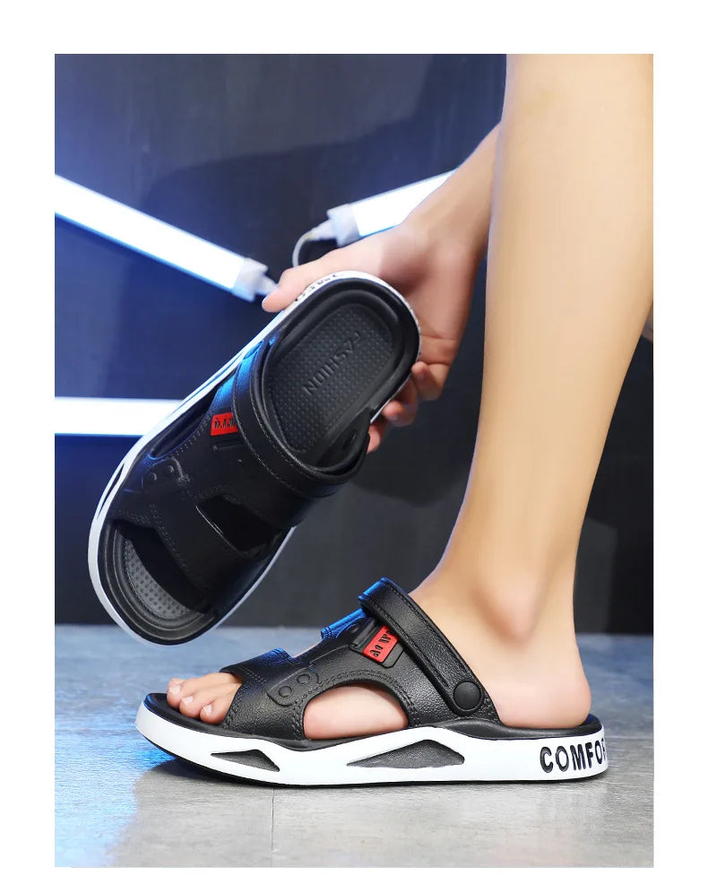 Sandales d'été Eva pour hommes, pantoufles à la mode, légères, douces, plates, antidérapantes, pour l'extérieur, la plage, à bout ouvert