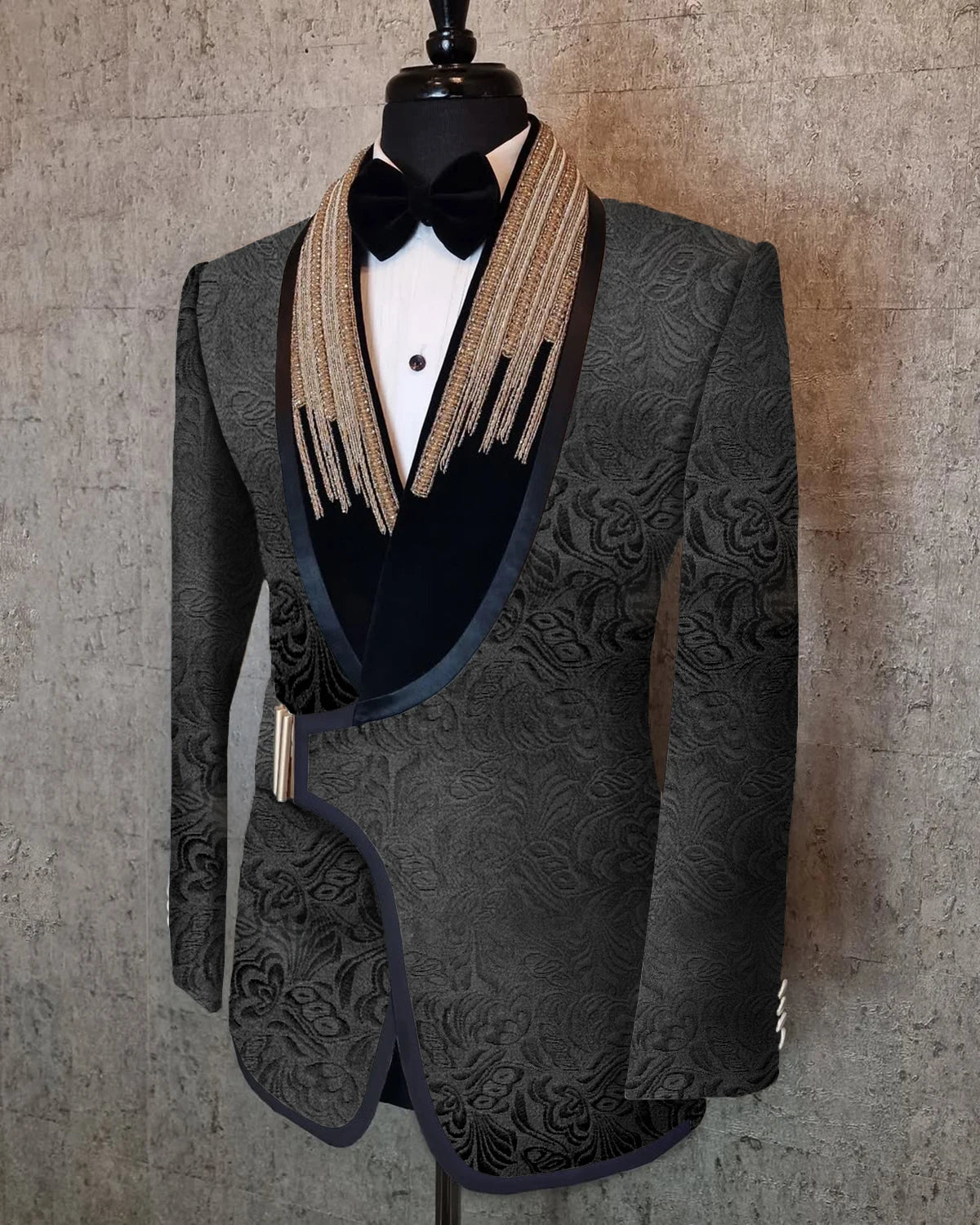 Tuxedos de mariage formel avec boucle perlée Jacquard hommes costumes châle revers 1 pièce ensemble veste beaux blazers de marié personnalisés