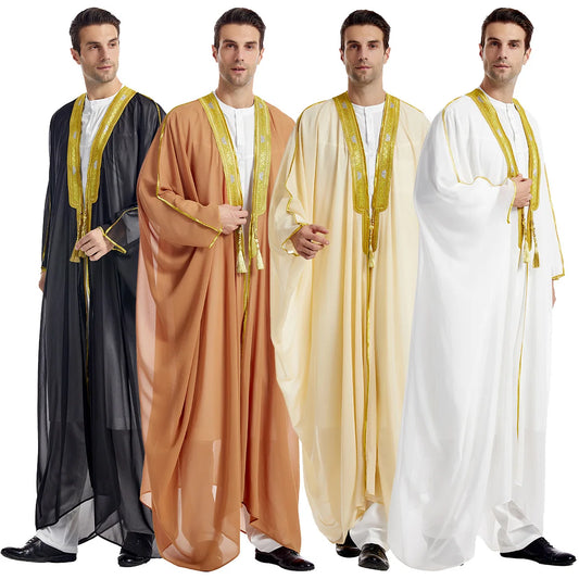 Eid hommes musulmans Jubba Thobe hommes Cardigan Abaya Robe longue islamique Ramadan Kimono longue Robe saoudienne arabe Musulman Caftan dubaï