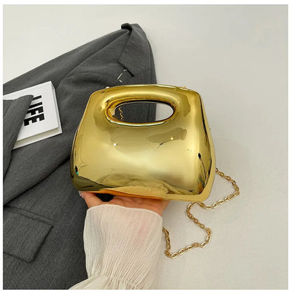 Sac à main hobo en acrylique doré pour femme, sac à main de plage transparent, sac à main de soirée, poignée supérieure ronde, fête de mariage, designer de luxe