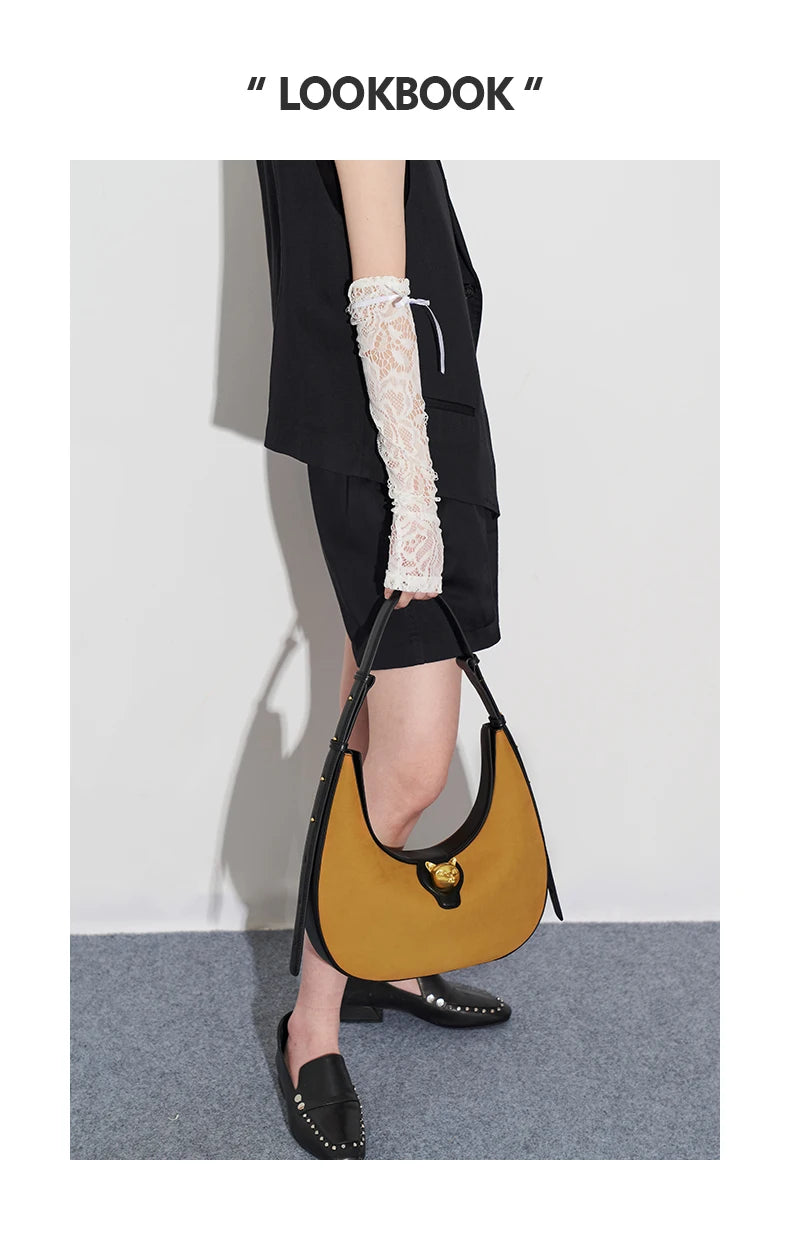 BAFELLI 2025 nouveau sac à main pour femmes série chat en cuir véritable marque de luxe mode rétro STYLE épaule HOBOS sacs à rabat femme