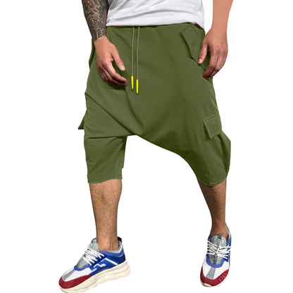 Pantalon de survêtement décontracté pour hommes, tendance Hip Hop en Europe et en amérique, ample, solide, sport de rue, Harlan, court, vêtements pour hommes
