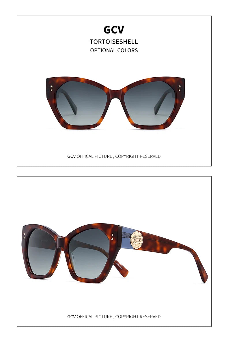 GCV marque acétate apparence brevet Design femmes papillon rectangulaire Triangle lunettes de soleil polarisées UV400 mode
