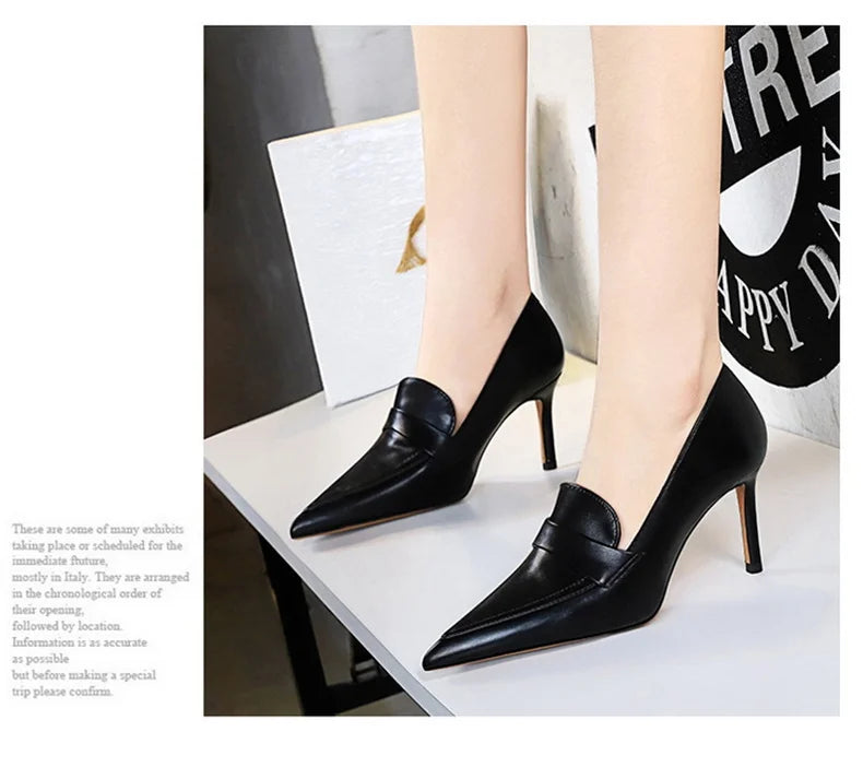 Escarpins à Talons Hauts Élégants pour Femme, Cuir Classique, Rétro, Jolie tu, Parker, Slip On, Marron, Noir, Bureau, ix, Chaussures Simples