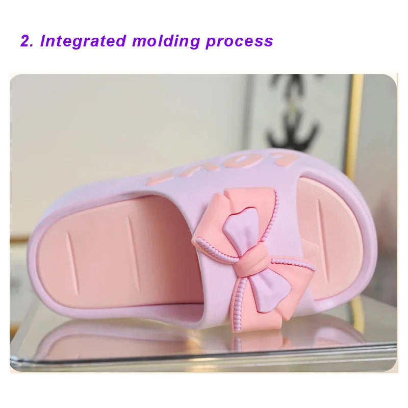 Feerldi nouveau 2025 blanc rose nœud papillon pantoufles femme haute plate-forme EVA diapositives sandales de créateur sabots de plage femmes ascenseur chaussure