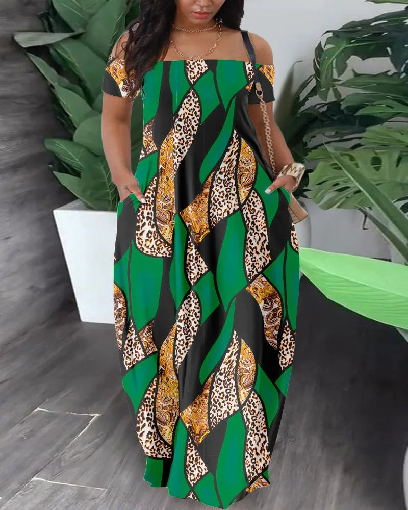 BERAKAH SUPRÊME -6 Robe longue en Polyester imprimé pour femmes africaines, Sexy, mode, manches courtes, Maxi, été, 2023