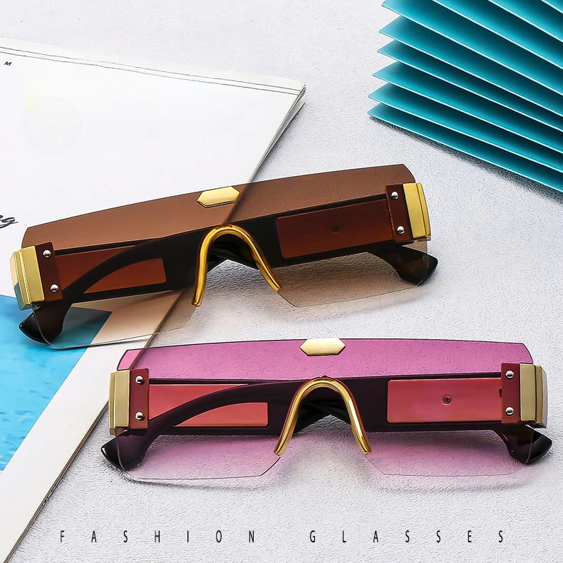 Lunettes de soleil sans monture, protection solaire pour hommes, sens avancé pour femmes, visage, petite photo, bord de coupe, miroir pare-soleil