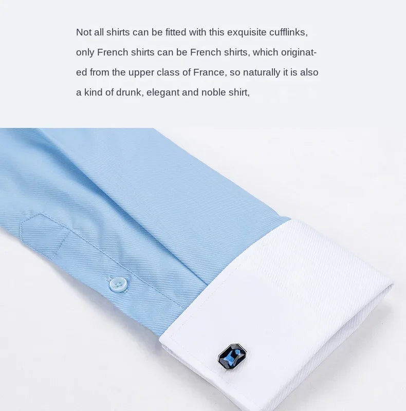Chemise à manches longues pour hommes, Niche Chic, manches doubles pliées, col Windsor, robe de haute qualité, boutons de manchette français aléatoires, 2024