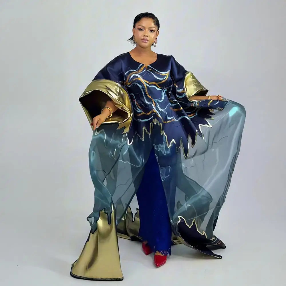 Robes africaines luxueuses pour femmes, grande taille, paire avec sous-vêtements en dentelle, vêtements afro-américains