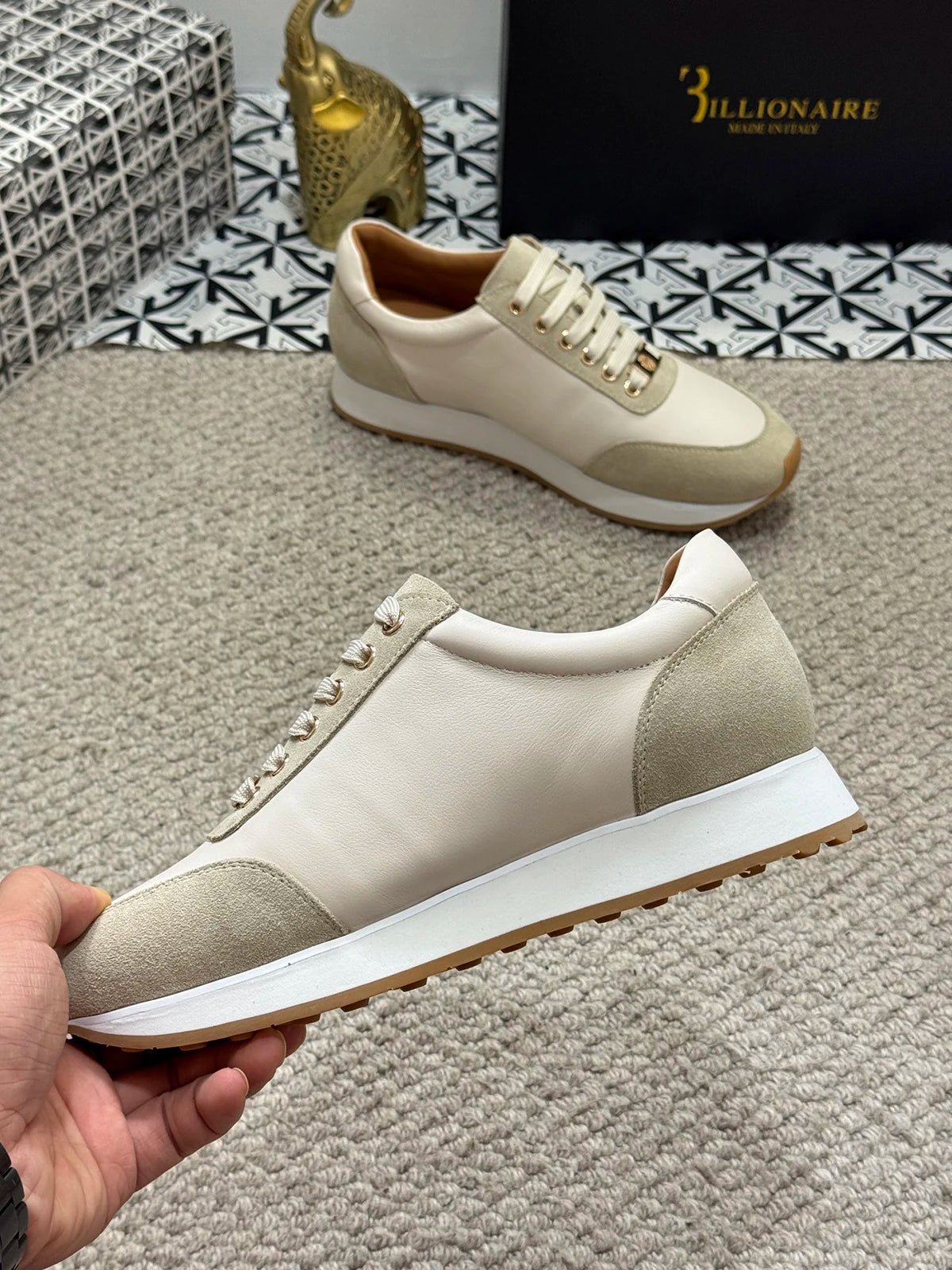 BILLIONAIRE BLSK CPRT chaussures peau de vache 2025 nouvelle broderie mode qualité confort mouvement hommes taille européenne 39-45 chaussures noires