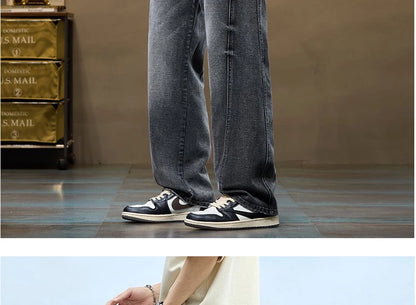 Pantalon en jean Baggy à jambe droite pour hommes |   Jean d'affaires décontracté coupe large et ample pour le style toutes saisons printemps/automne