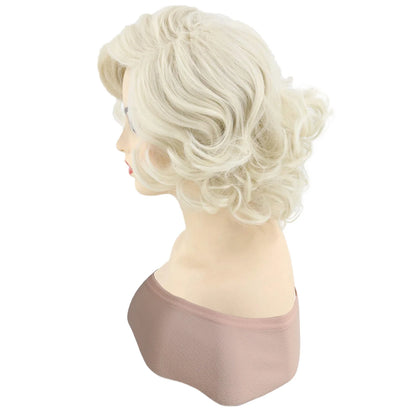 Perruque synthétique courte blonde bouffante bouclée et ondulée de 12 pouces pour femmes, pour usage quotidien en fête, aspect naturel, sans colle, résistante à la chaleur
