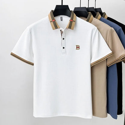 Marque de luxe logo polo à manches courtes hommes été nouveau haut de gamme en soie coton respirant Paul T-shirt mode décontracté vêtements pour hommes