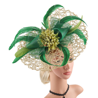 Chapeau fascinateur en plumes et fleurs, Design Unique, chapeau Derby pour fête de thé, mascarade, décoration de cheveux, cadeau de noël pour femmes