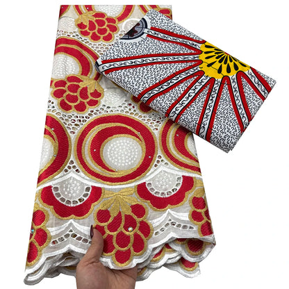 Tissu africain en dentelle de Voile suisse, 2.5 + 3 yards, véritable cire pour coudre une robe de soirée, nouvel arrivage