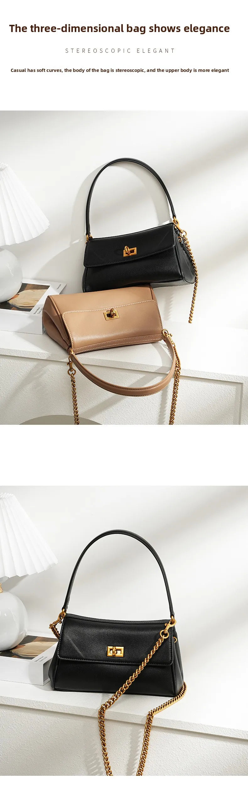 Sac à bandoulière en cuir de vache pour femmes, avec chaîne, petit Design, sac à main haut de gamme pour employés de bureau, accessoire de mode à bandoulière unique