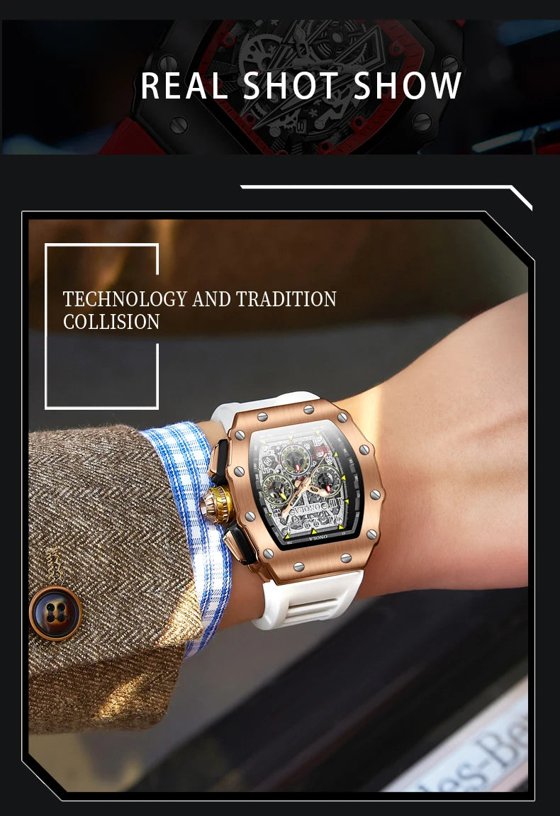 Montre Tonneau en Acier Inoxydable pour Homme, Horloge à Quartz, Étanche, Minuterie, Haute Qualité, Marque Célèbre, Mode Originale, Offre Spéciale