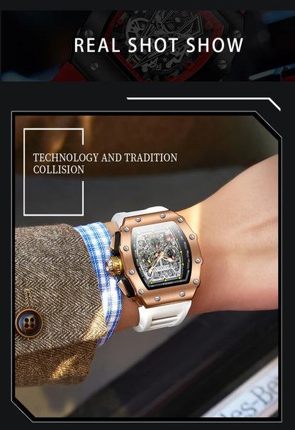 Montre Tonneau en Acier Inoxydable pour Homme, Horloge à Quartz, Étanche, Minuterie, Haute Qualité, Marque Célèbre, Mode Originale, Offre Spéciale