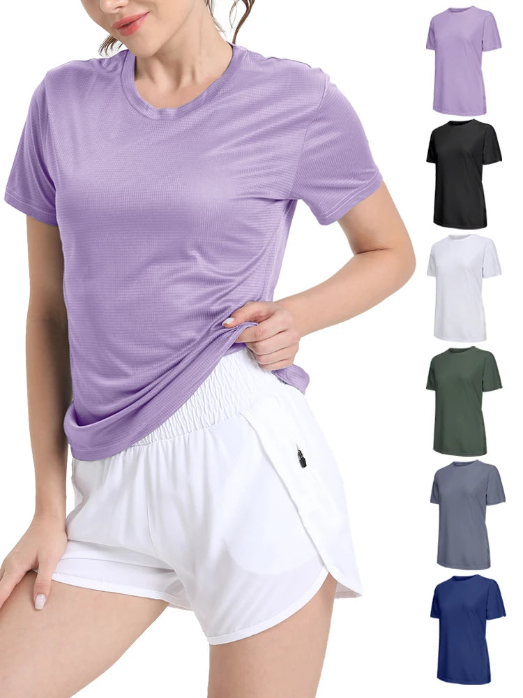 T-Shirt de Sport ultraléger à séchage rapide pour femmes, couleur unie, léger et respirant, chemise de Compression de gymnastique de course