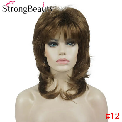 Perruque synthétique ondulée mi-longue pour femmes, cheveux naturels, sans capuchon