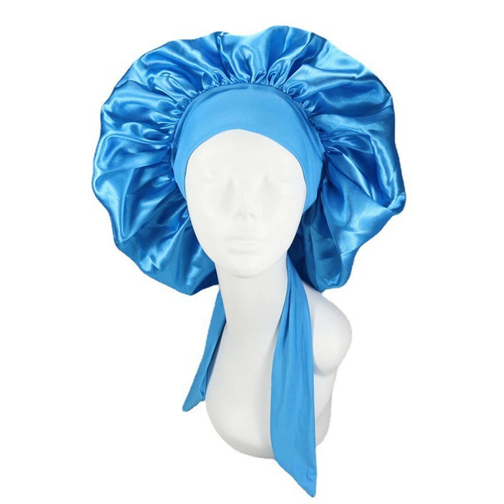 Nouveau bonnet de cheveux en Satin pour dormir, Invisible, plat, Imitation soie, rond, soins capillaires pour femmes, couvre-chef, bouton de réglage de cérémonie, chapeau de nuit