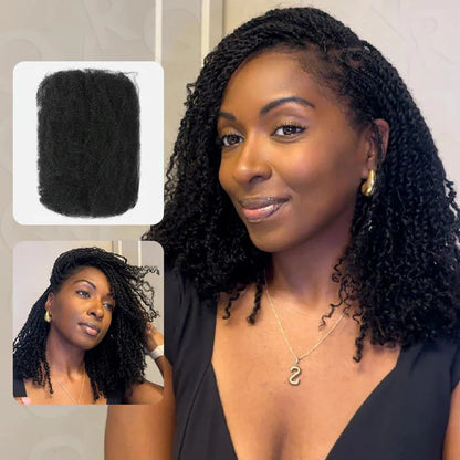 Extensions de cheveux humains afro crépus élégants en vrac noir naturel/marron/gris-léger pour tresser, coiffer et usage quotidien