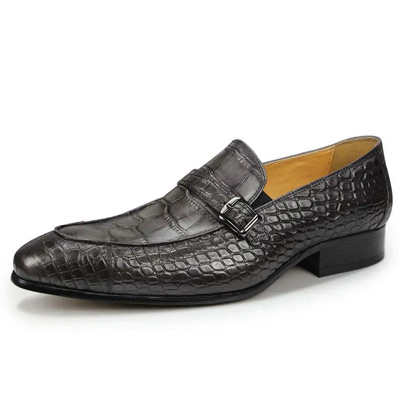 Mocassins en cuir pour hommes, chaussures imprimées serpent, décontractées, confortables, résistantes à l'usure, de luxe, couleur noir et gris