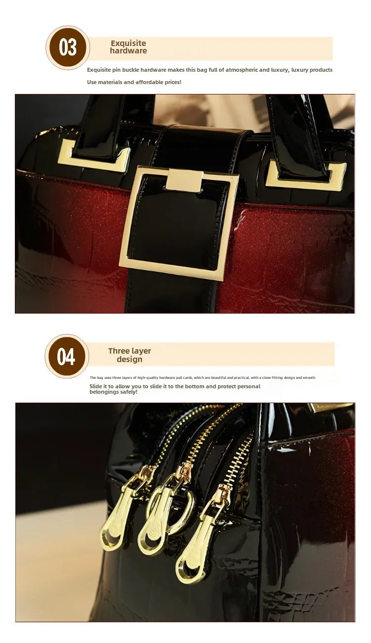 Sac à main multicouche en cuir souple pour femme, motif crocodile, coussin Boston, mères d'âge moyen, initié unique, nouveau, 2024